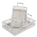 Vassoio in legno e metallo, set di 2, 34x24H7 cm