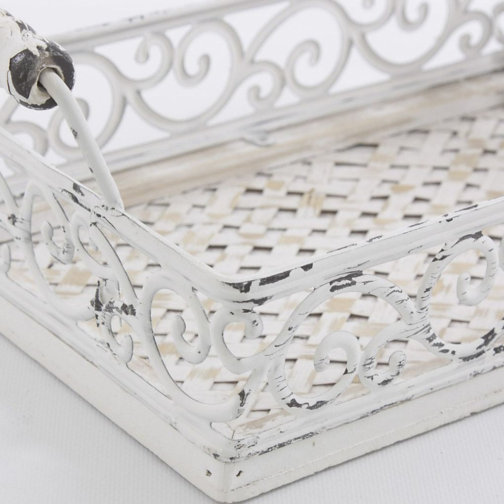 Vassoio in legno e metallo, set di 2, 34x24H7 cm