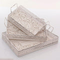 Vassoio rettangolare in ferro e legno, 37x26x6 cm