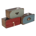 Cassette in abete anticato colorato, set da 3, 23x13x10 cm (kit da 3)
