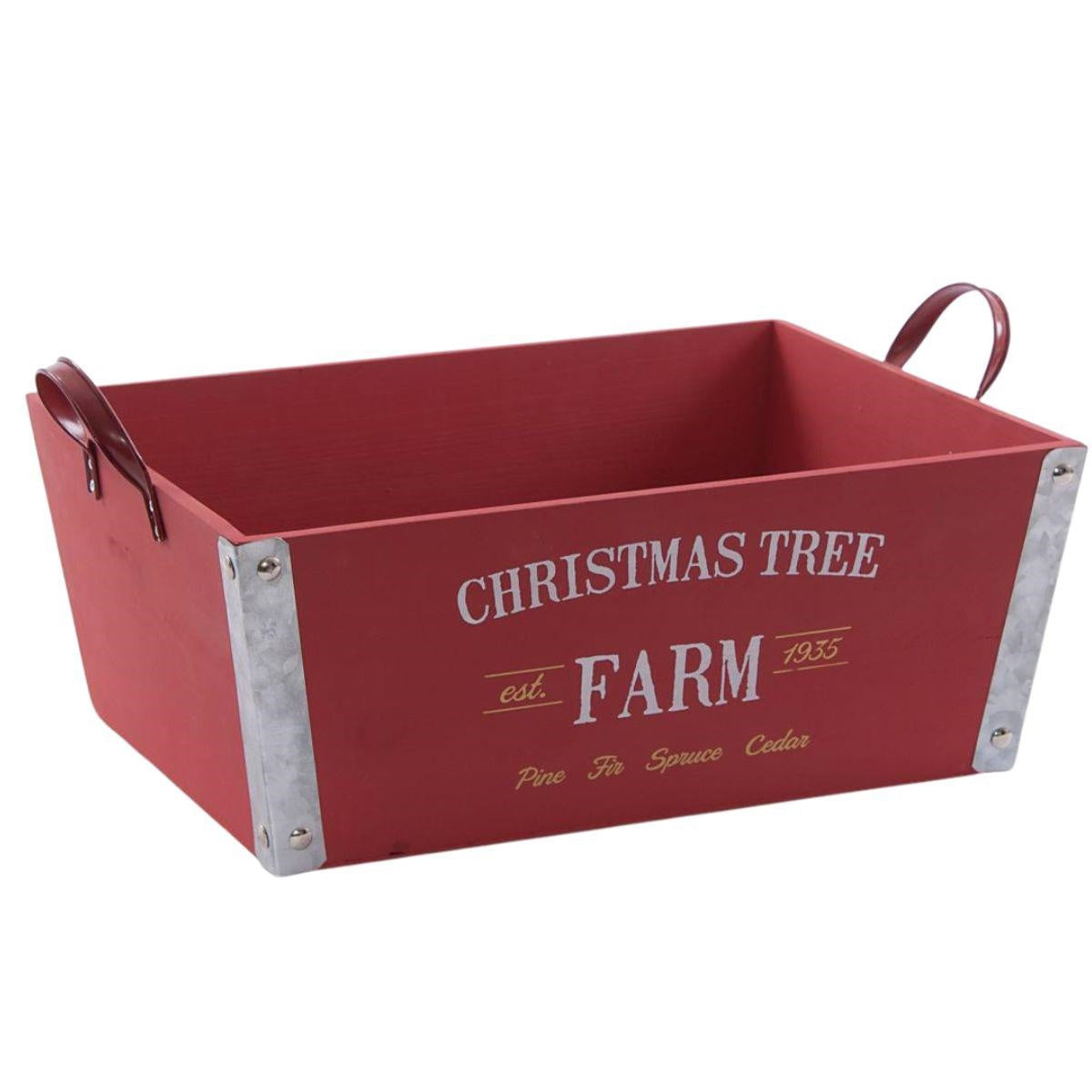 Cassetta natalizia rossa in legno di abete, 38x29H15 cm