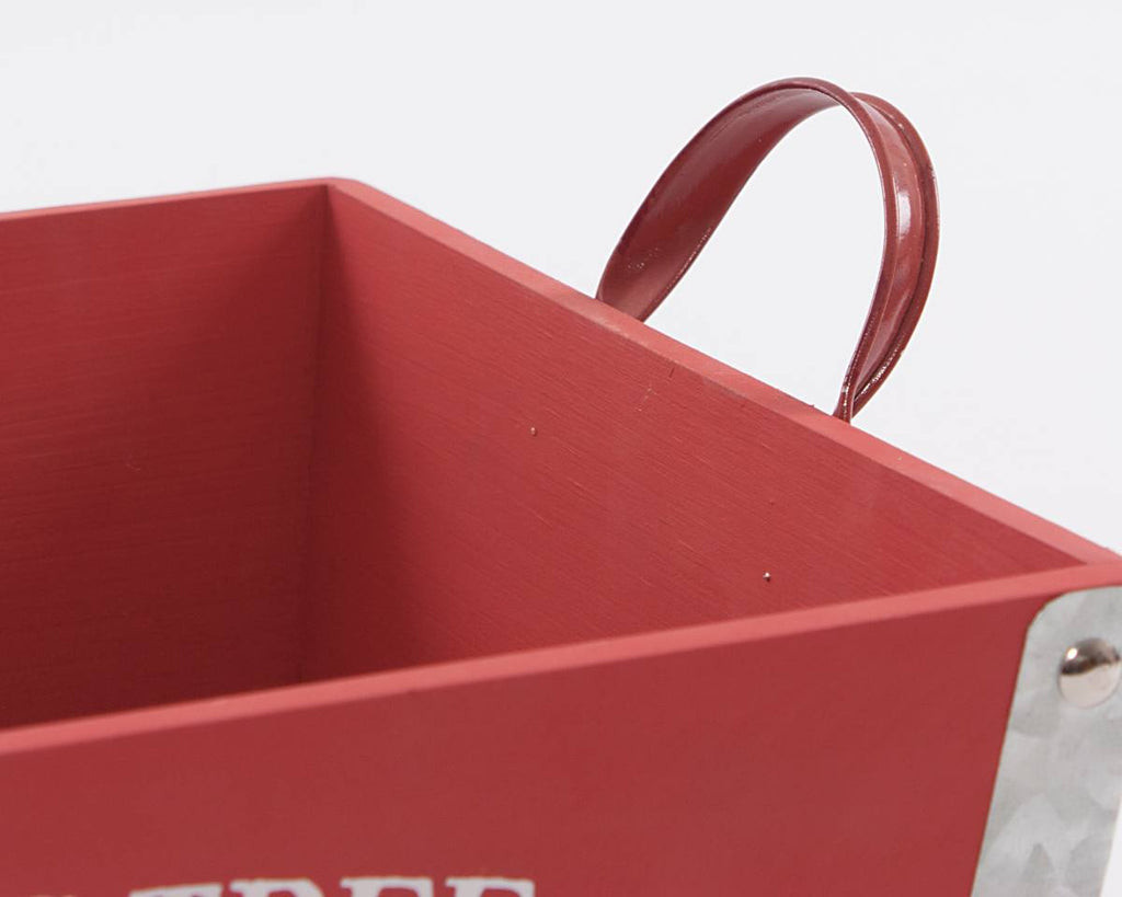 Cassetta natalizia rossa in legno di abete, 38x29H15 cm