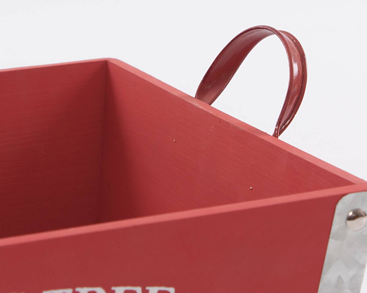 Cassetta natalizia rossa in legno di abete, 38x29H15 cm