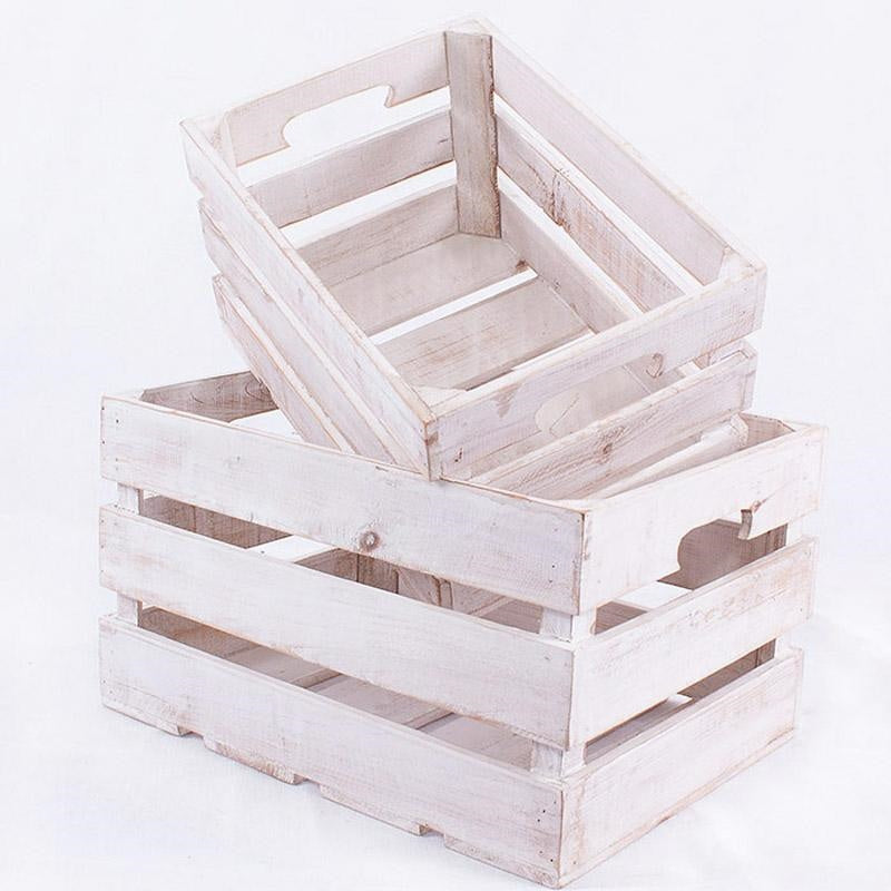 Cassetta in legno di abete bianca, 40x30H23 cm