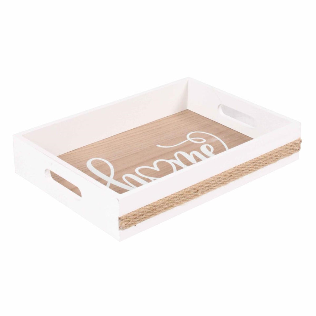 Vassoio in mdf e juta "Home", 34X24H6 cm