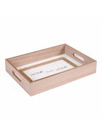 Vassoio in mdf e juta "Home sweet Home", 34X24H6 cm (kit da 3)
