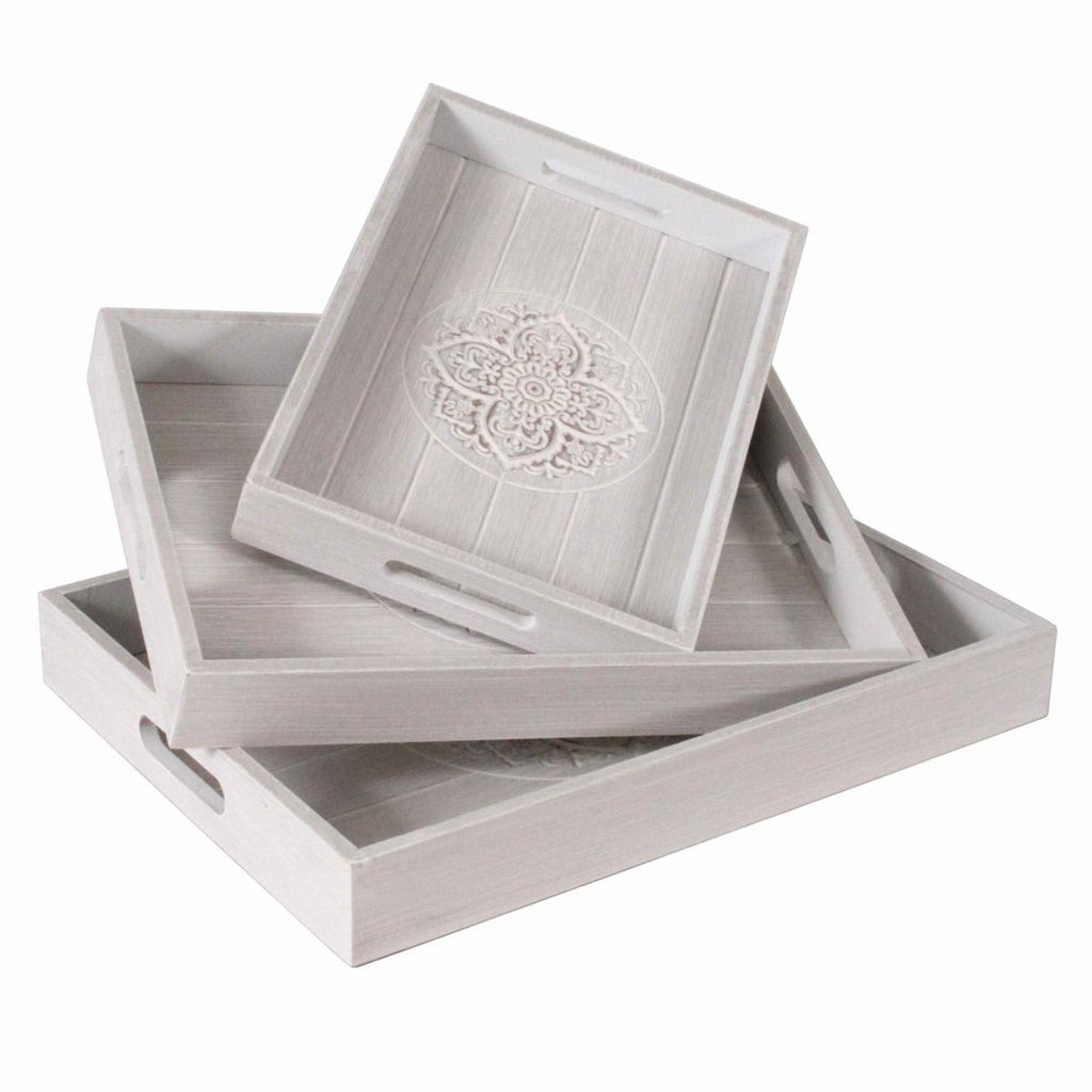 Vassoio decorativo, 40x30H7 cm, set di 3