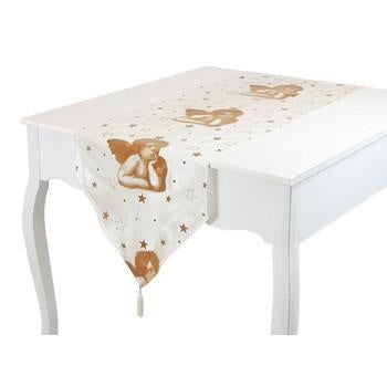 Runner da tavola crema con angeli oro, 40x150 cm (kit da 10)