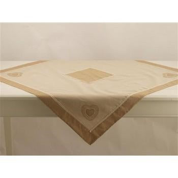 Tovaglia beige scozzese a pois con cuore (kit da 3)