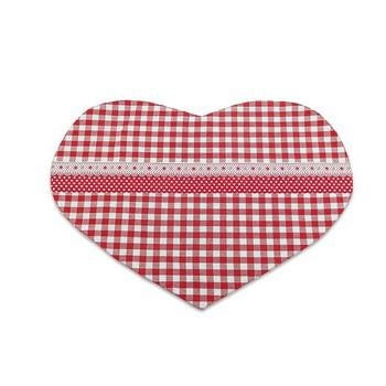 Tovaglietta americana a cuore con quadretti rossi, 35x52 cm (kit da 10)