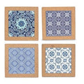 Sottopentola a piastrelle blu, 4 assortiti (kit da 10)