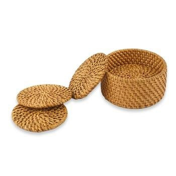 Sottobicchiere in midollino scuro, Ø10H6 cm (kit da 10)