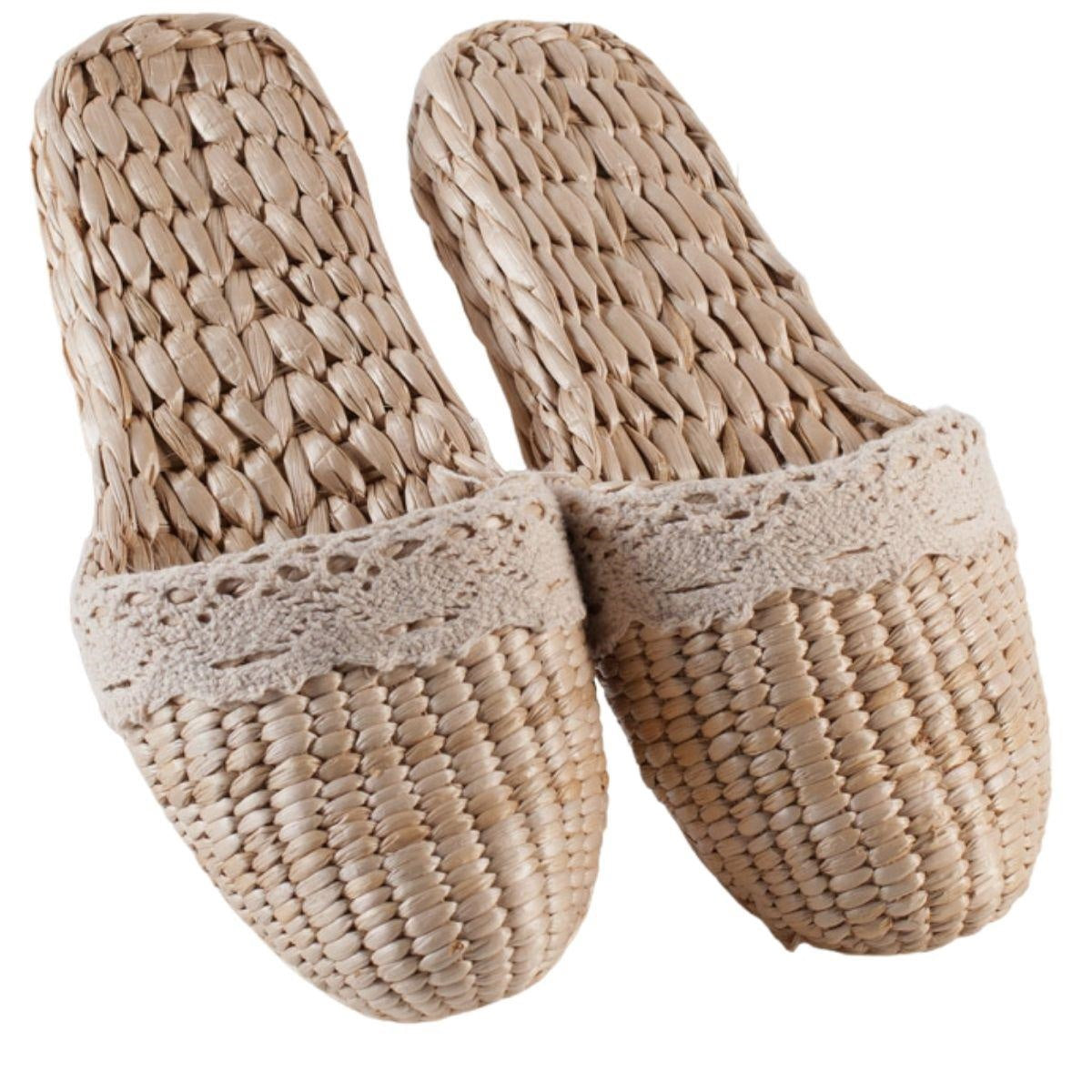 Ciabatta decorativa in paviera con merletto, 27,5 cm (kit da 3)