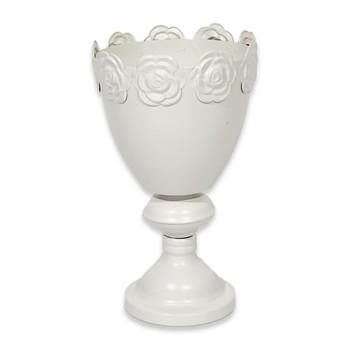 Centrotavola in ferro bianco con rose (kit da 3)