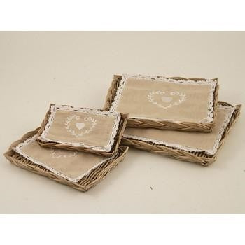 Vassoio rettangolare in vimini naturale (kit da 3)
