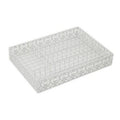 Porta posate rettangolare Ferro bianco fiori, 27,5x37,5x6 cm
