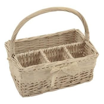 Portaposate in vimini bianco con fodera bianca (kit da 3)