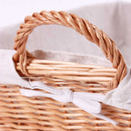 Vassoio in vimini foderato in cotone, 64x42H16 cm