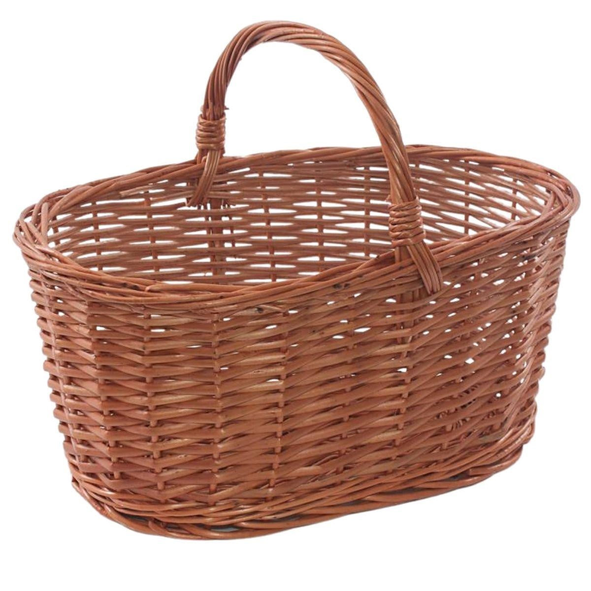Cesto in vimini rosso spaccato con manico, 42x29x33 cm