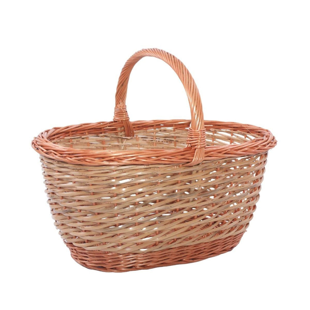 Cesto portalegna ovale in vimini rosso, 50x36H26/40 cm