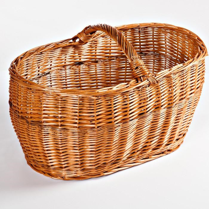 Cesto portalegna ovale in vimini rosso, 62x39x40 cm