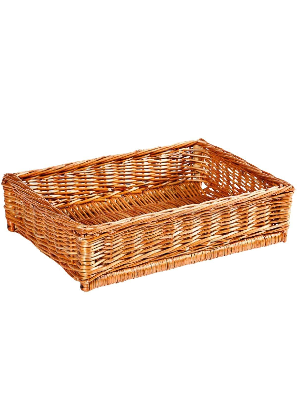 Vassoio rettangolare in vimini rosso, 40x30x15 cm
