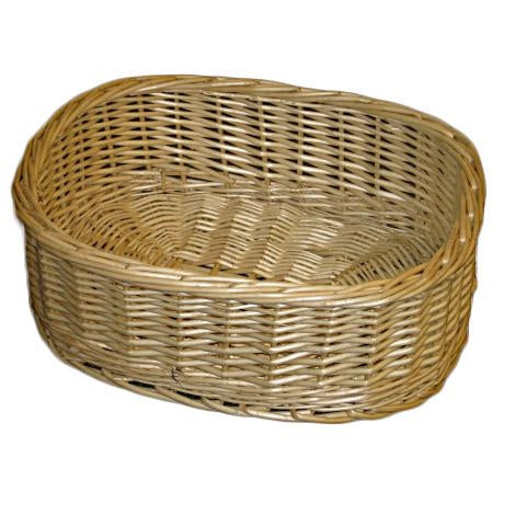Cesto ovale in vimini bianco, 40x33x15 cm