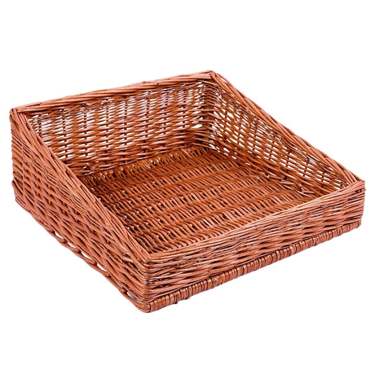 Cesto espositore in vimini rosso, 40x40H12/20 cm