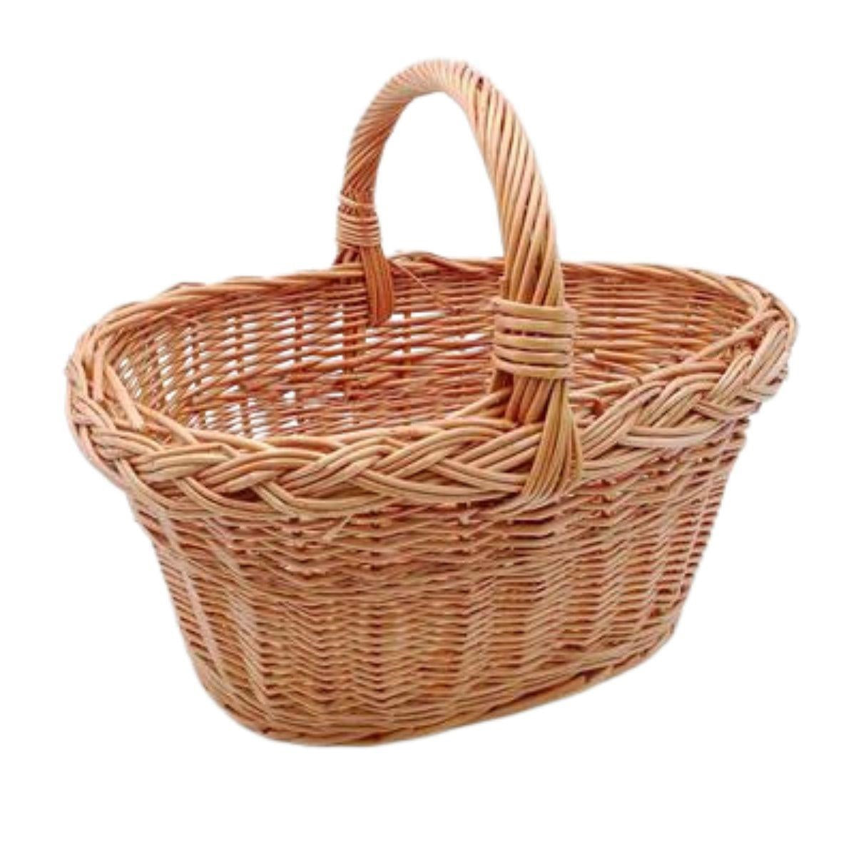 Cesto ovale in vimini rosso con manico, 37x27x29 cm