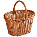 Cesto ovale in vimini rosso con manico alto, 40x30H23/37 cm