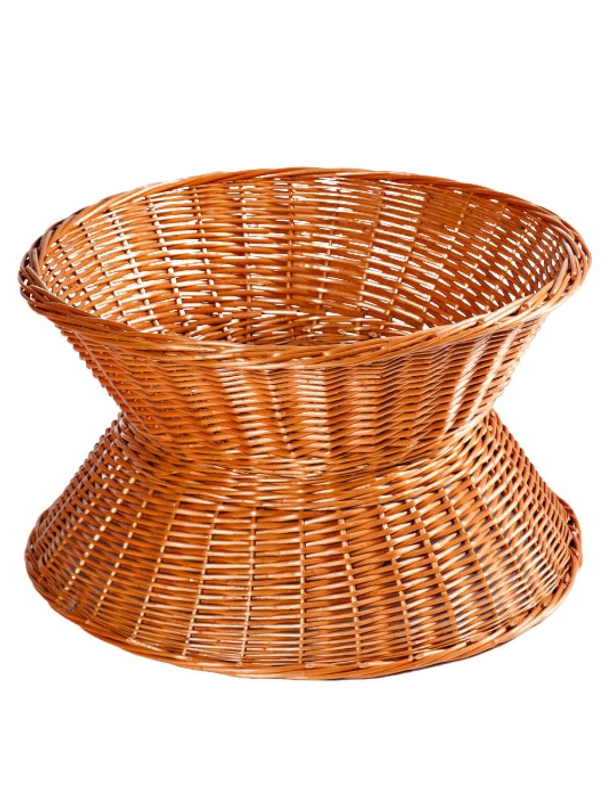Cesto espositore a clessidra in vimini rosso, Ø60H35 cm