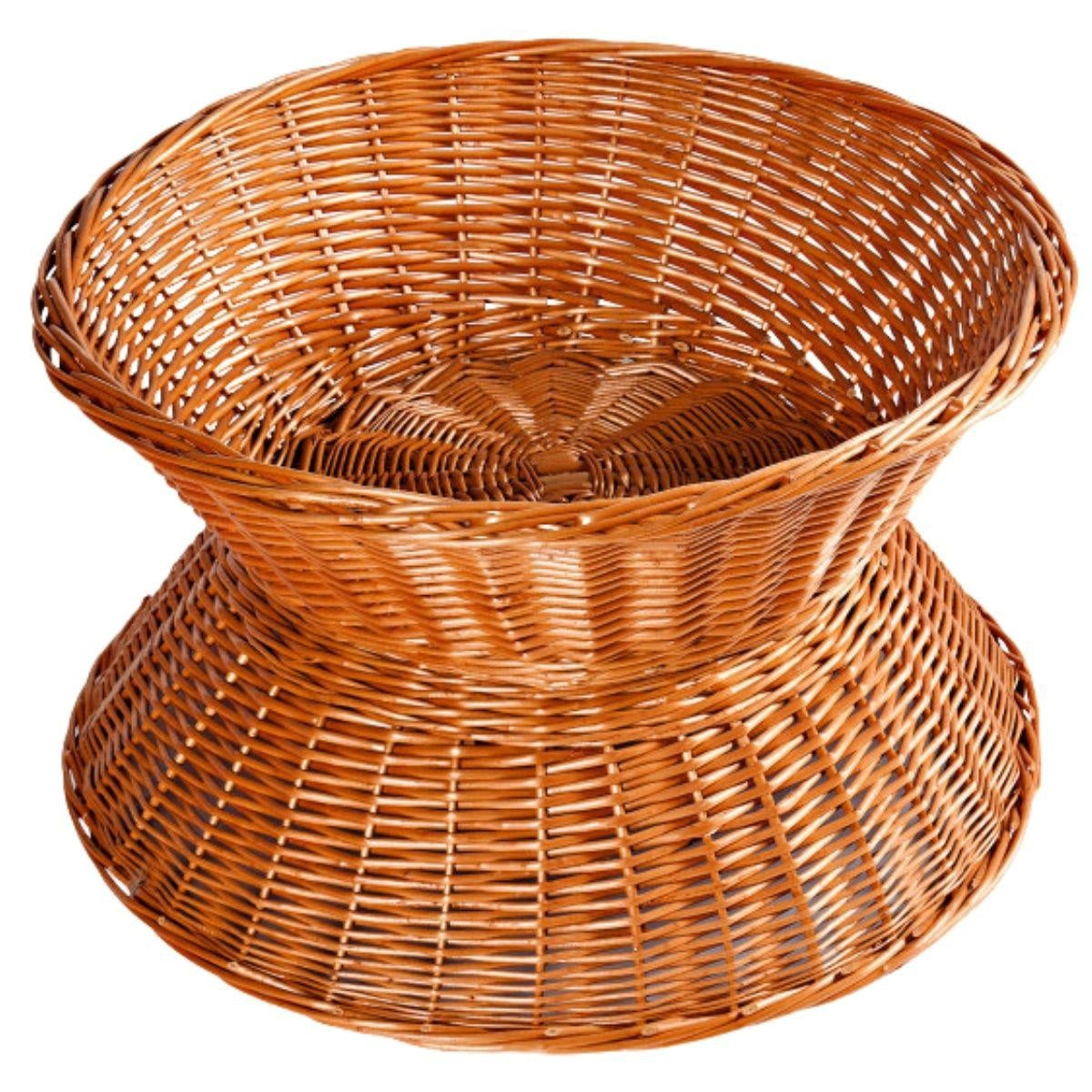 Cesto espositore a clessidra in vimini rosso, Ø60H40 cm