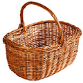 Cesto in vimini rosso con manico alto modello Olanda, 39x34x39 cm