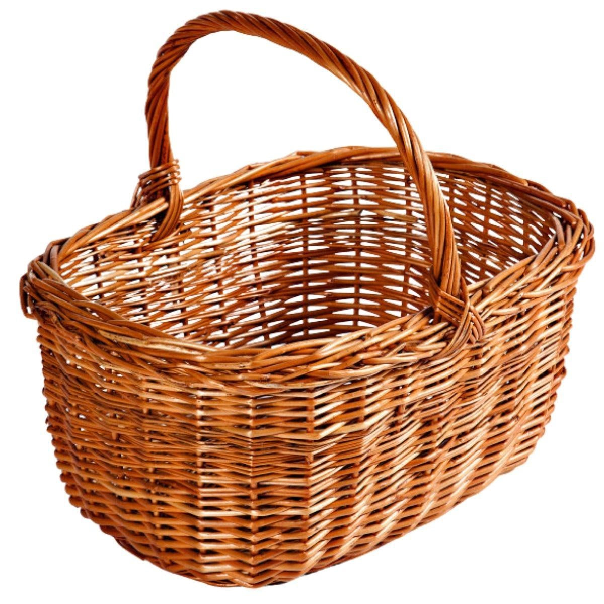 Cesto in vimini rosso con manico alto modello Olanda, 39x34x39 cm