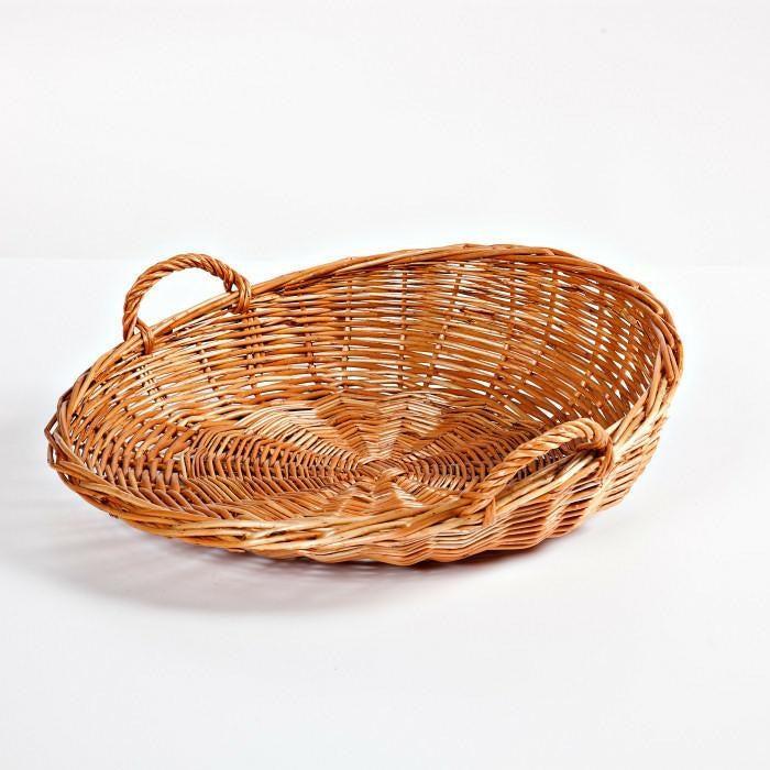 Cesto espositore vaglio in vimini rosso con manici, Ø53H15 cm