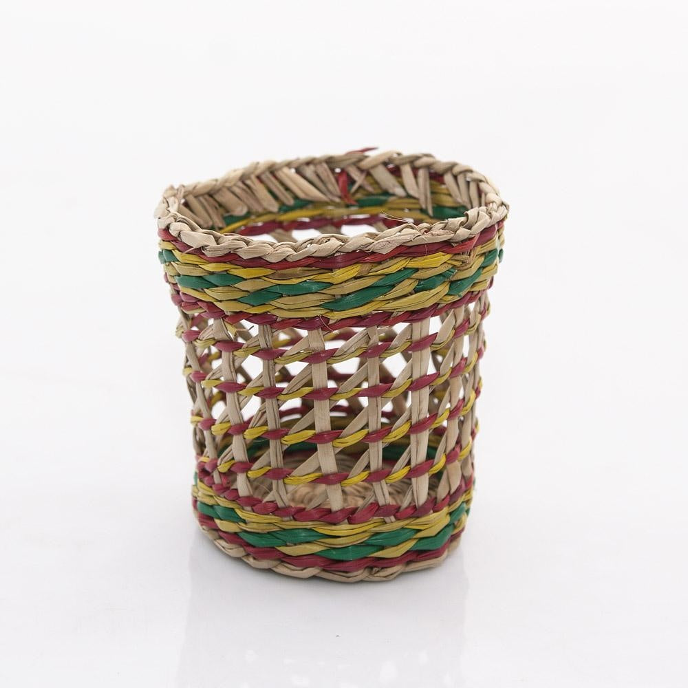 Portabicchieri in erba intrecciata colorata, Ø6-7,5x7 cm (kit da 10)