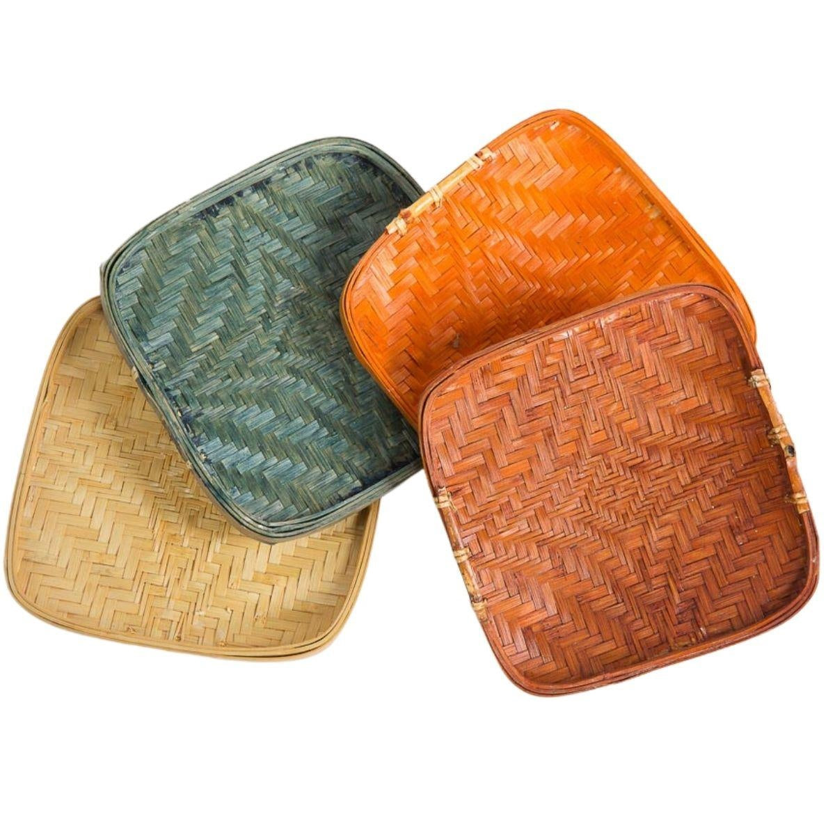 Piattino quadrato in bambù in colori assortiti (kit da 10)