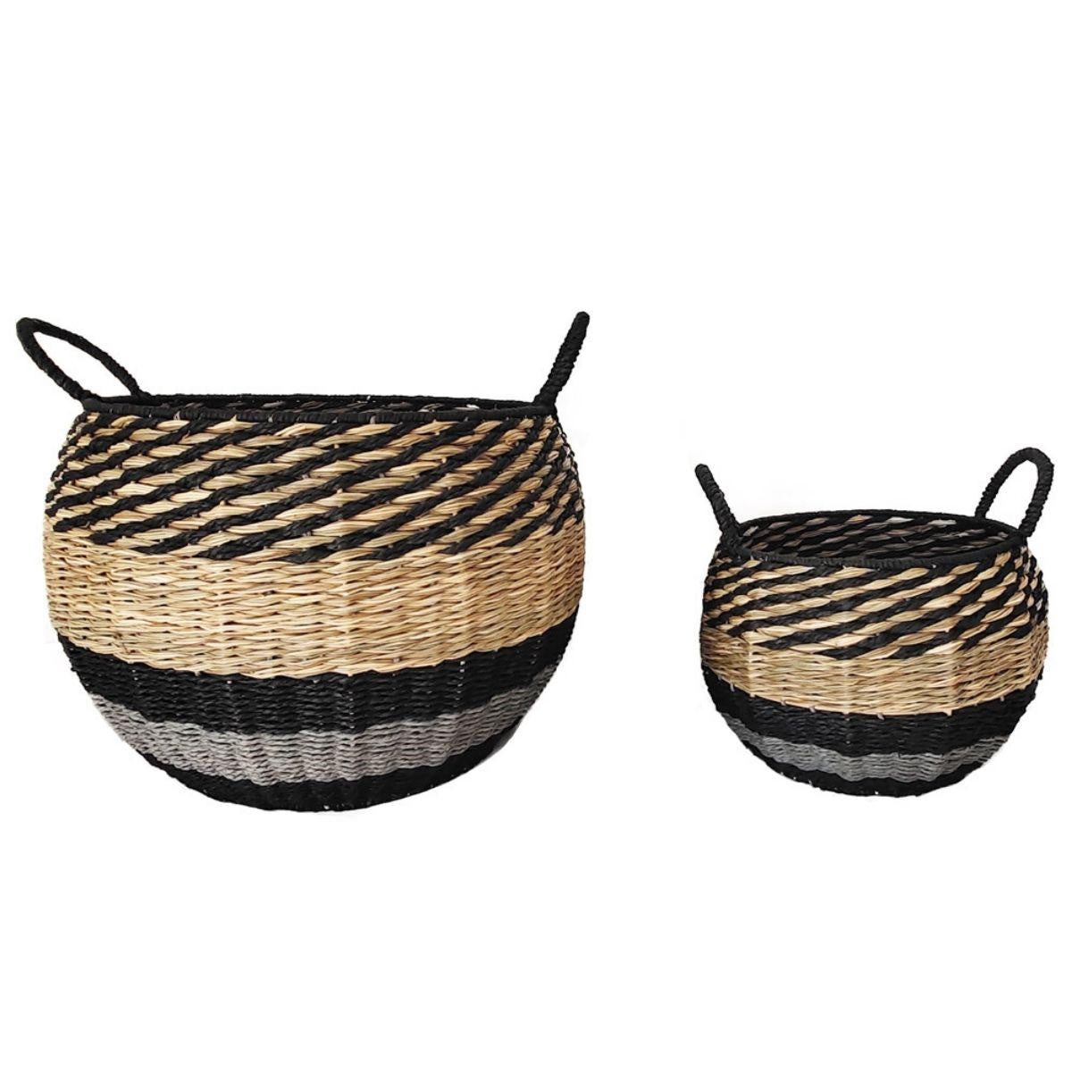 Cesti portaoggetti in erba bicolore, set di 2, Ø46H30 cm