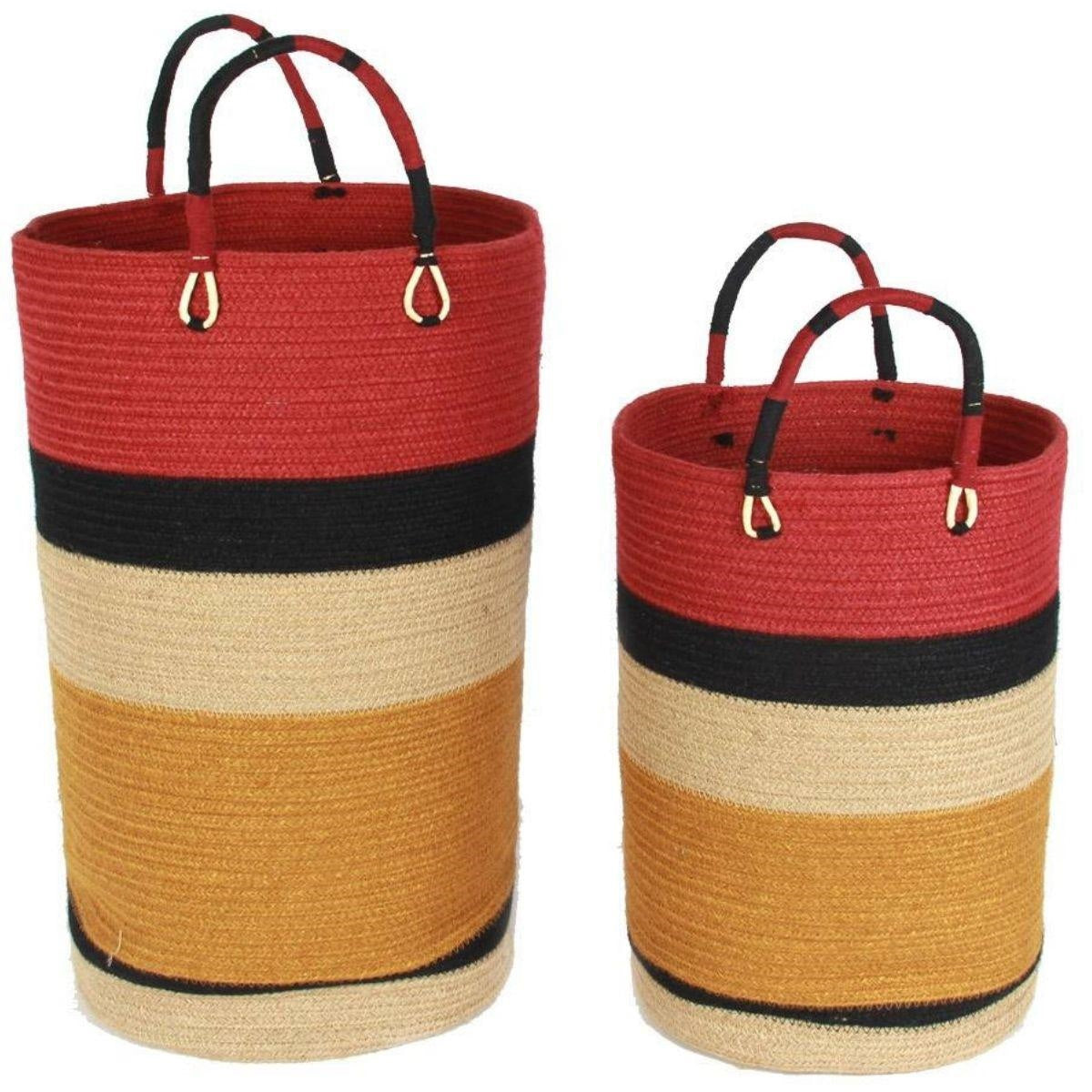 Cestini in juta multicolore, Ø35H58 cm, set di 2