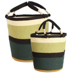 Cesto in cotone verde in set di 2, Ø38H37 cm
