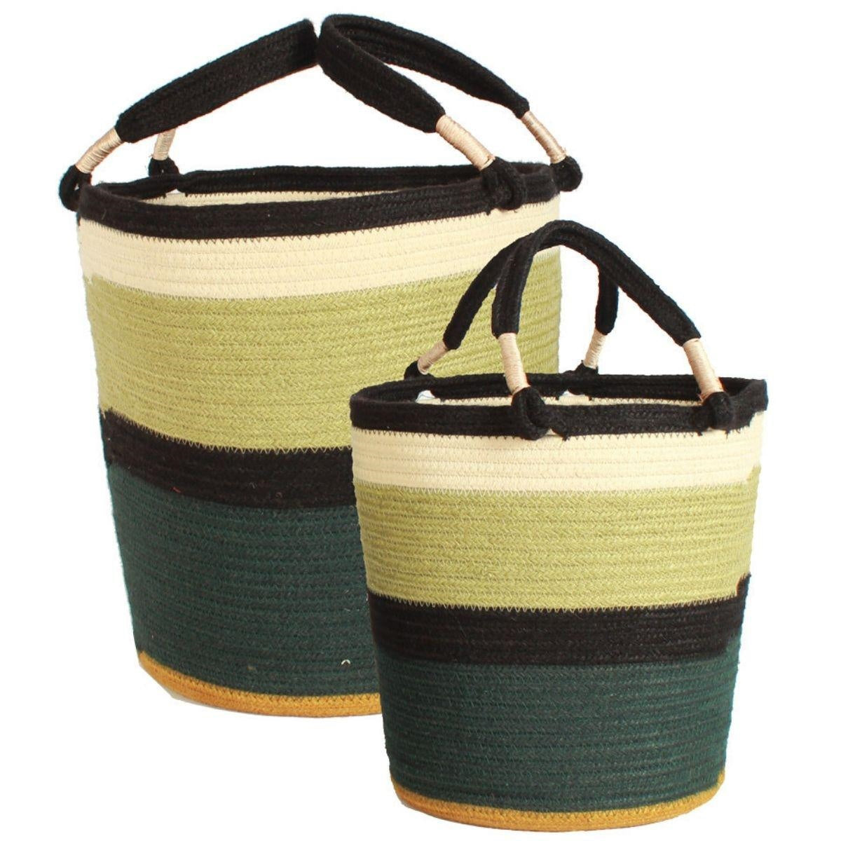 Cesto in cotone verde in set di 2, Ø38H37 cm