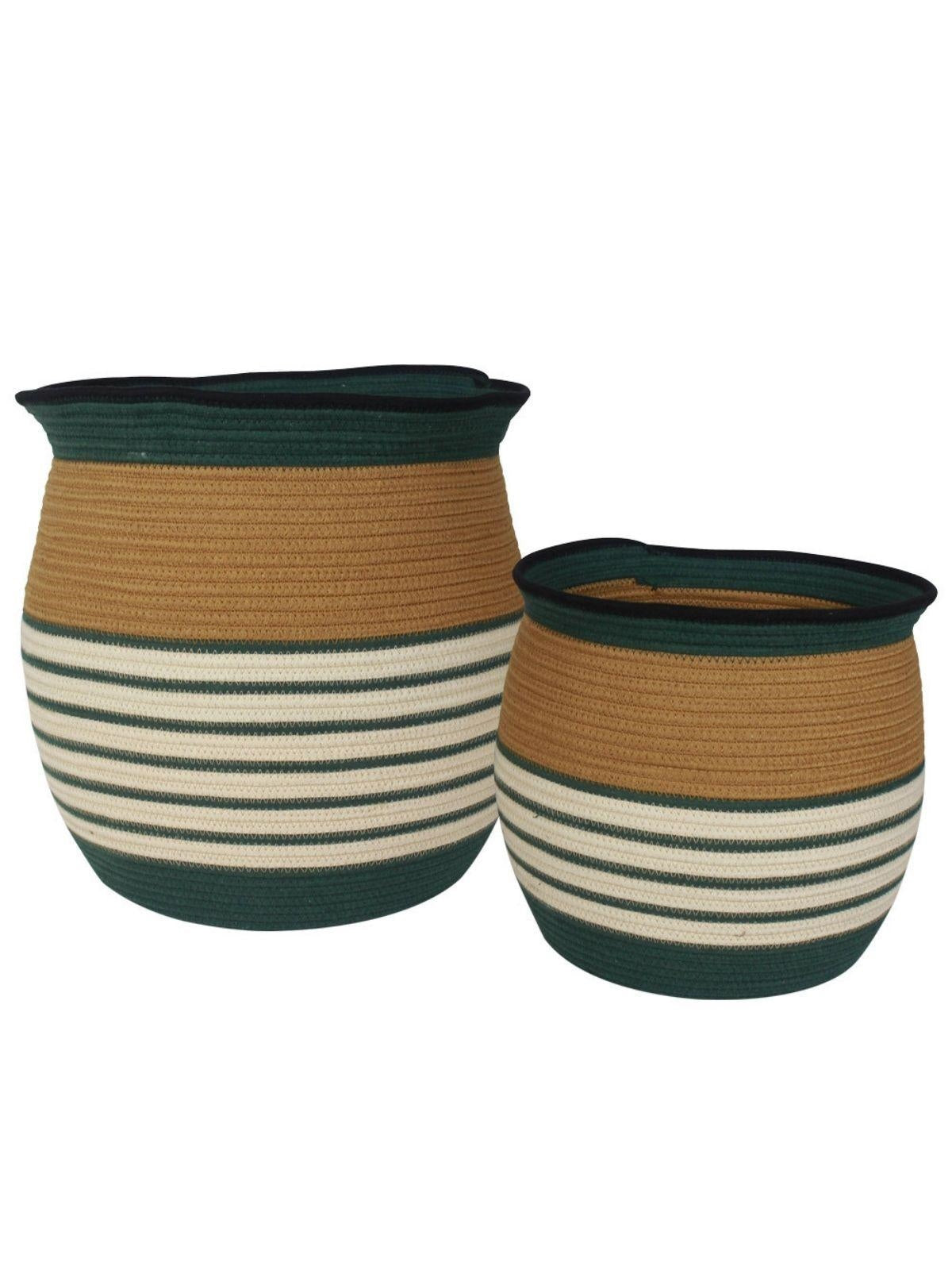 Cesto in cotone ocra in set di 2, Ø45H35 cm