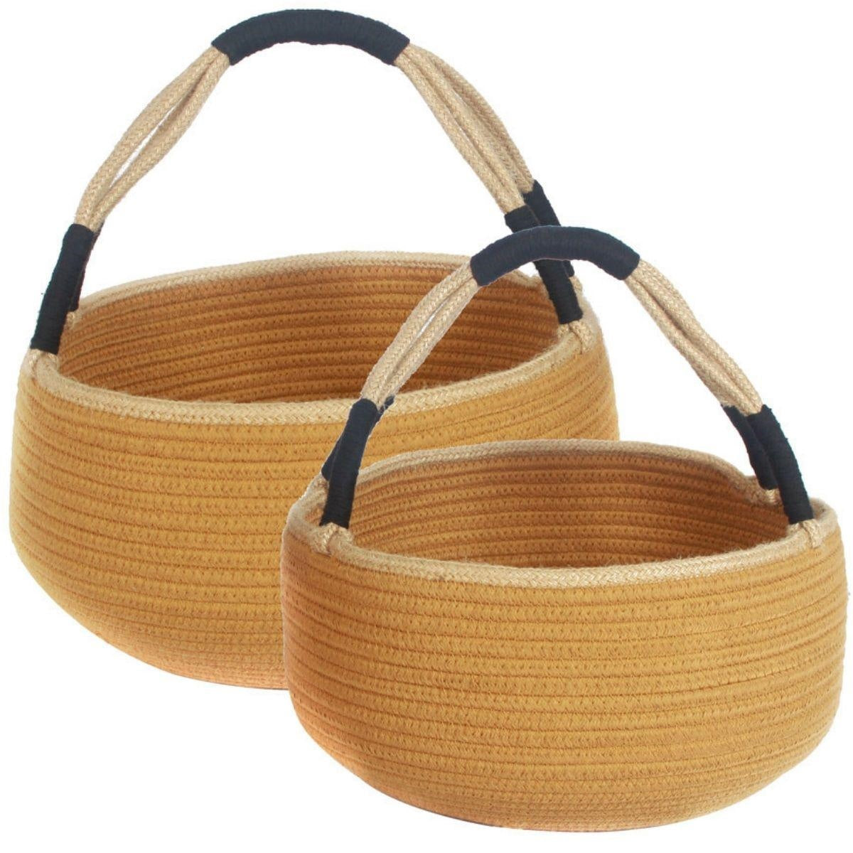 Cesto in cotone con manico in set di 2, Ø35H36 cm