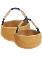 Cesto in cotone con manico in set di 2, Ø35H36 cm