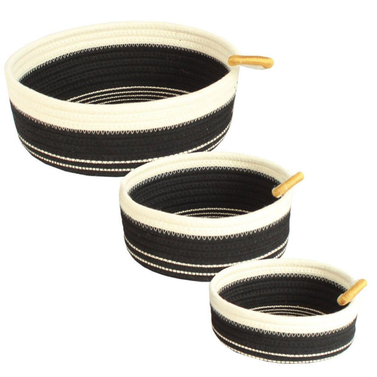 Cesti in corda di cotone naturale, set da 3, Ø25H10 cm