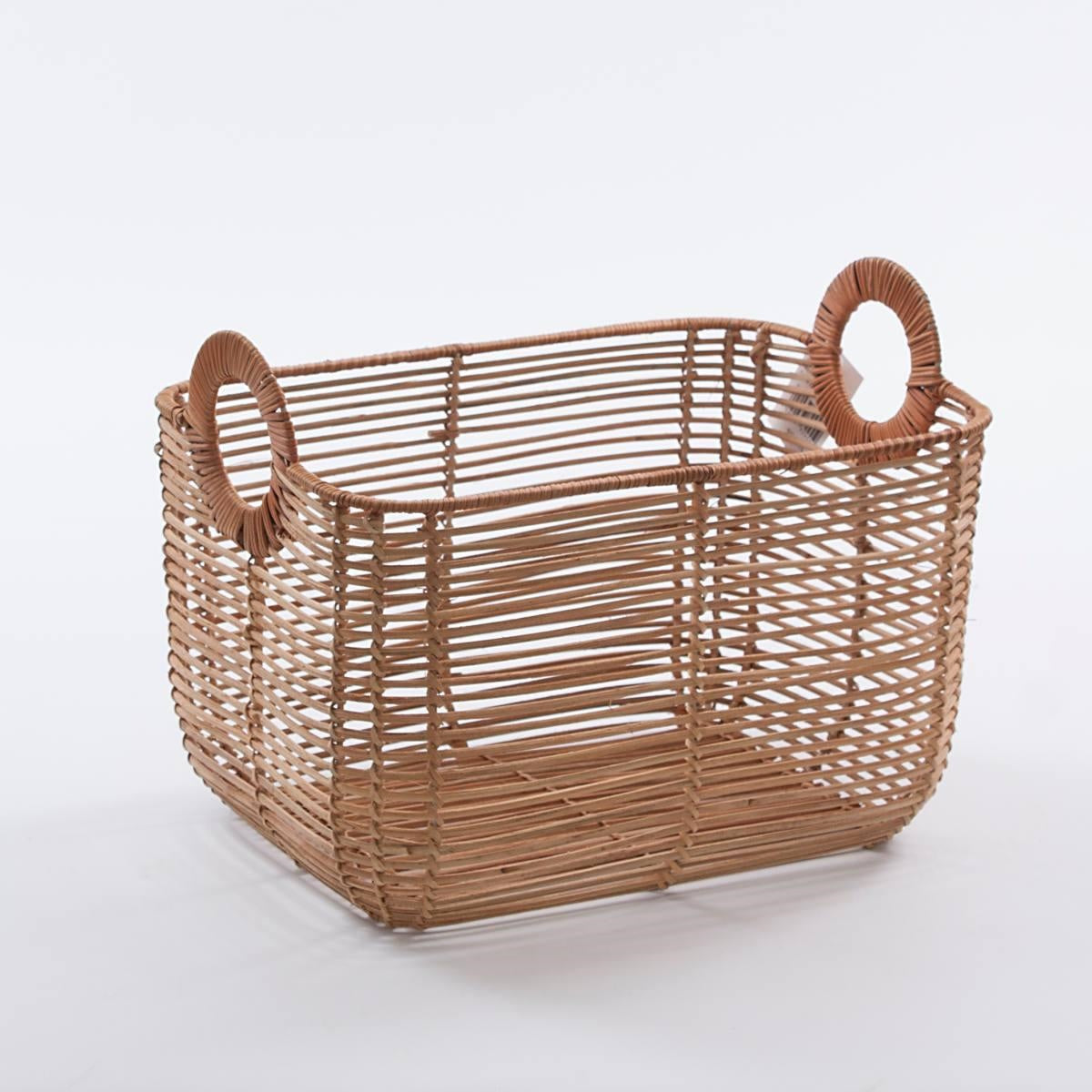 Vaschetta rattan naturale con manici, 38x28x24 cm