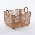 Vaschetta rattan naturale con manici, 42x33x26 cm