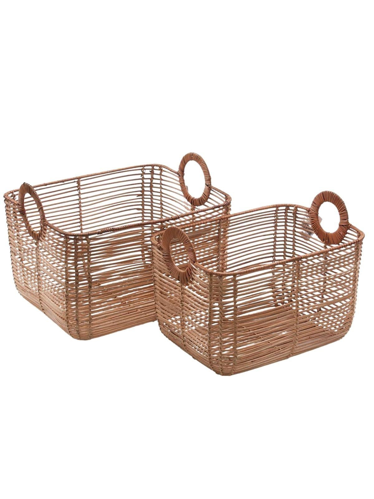 Cesta in rattan in set di 2, 42X33H26 cm