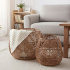 Cesta in rattan, set di 2, Ø40H40 cm