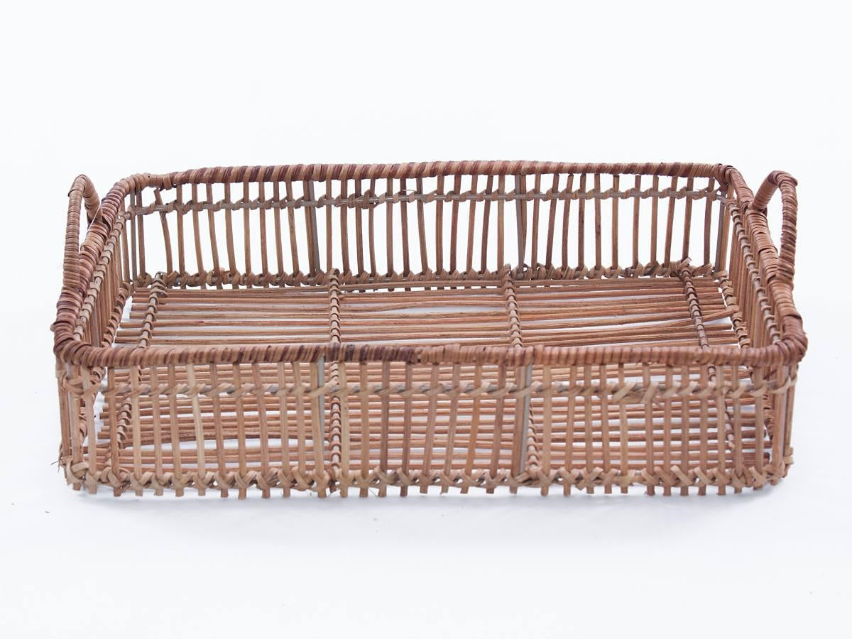 Vassoio in rattan naturale con manici, 38x26H9 cm (kit da 3)